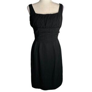 Vintage 60s Sleeveless Cocktail Dress S Black Metal Zip Sheath USA Union Label